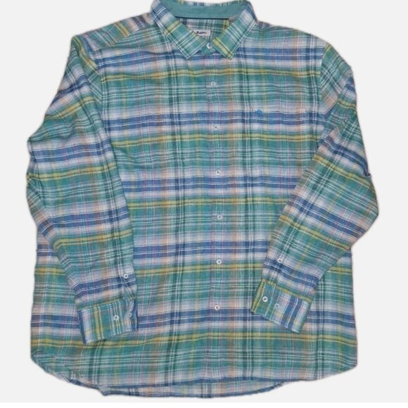 Tommy Bahama Shirt Mens XXXL Island Zone Linen Plaid Reverse Print Flip Cuff - Picture 5 of 10